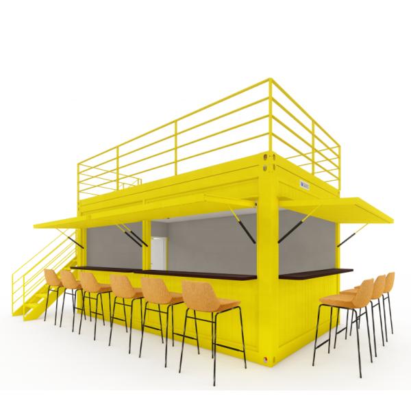 Galvanized Steel Square Tubes Steel Coffee Shop Container Modern 20ft Prefabricated Container Bar for Outdoor