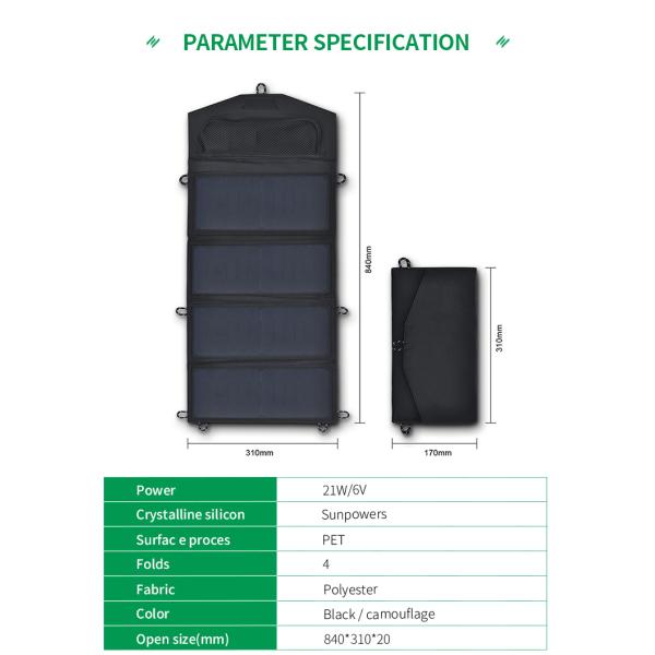 28W 6V/4.66A Travel Waterproof Charge Low Power Solar Panel Outdoor Foldable Portable