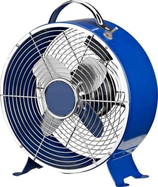Blue Brushed Nickel Retro Metal Table Fan with Copper Motor 4 Feet CE GS