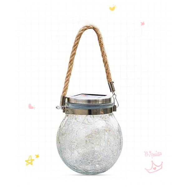 Crackle LED Solar Lights Patio Glass Hanging Lights Wishing Christmas Mason Jar Lights