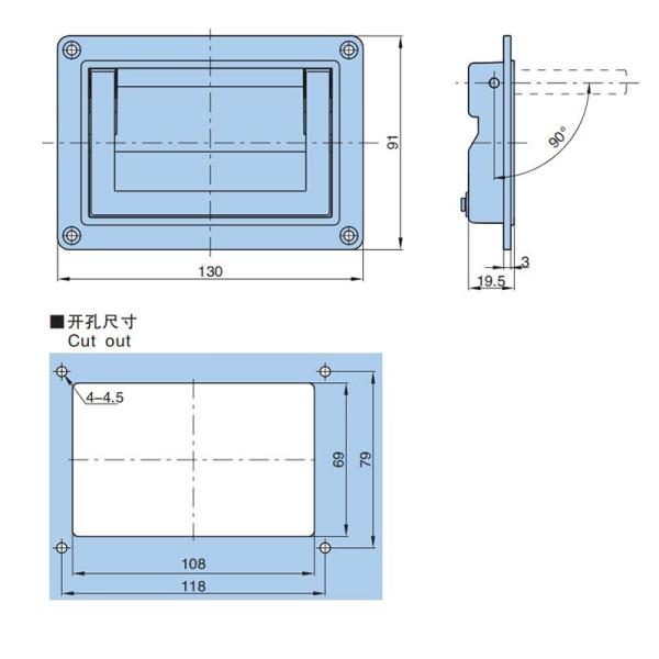 Industrial Zinc Alloy Tool Box Chest Handles Black Spray Coating