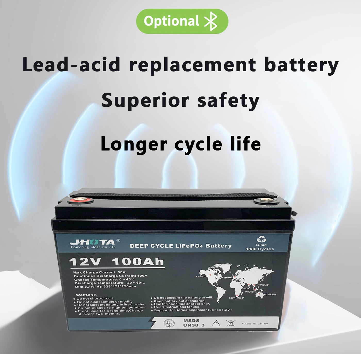 Подгонянное батареи цикла лития емкости 12.8V 100Ah саморазряжение глубокой низкое