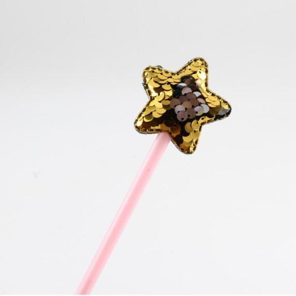 Novelty plastic ballpen star decor with glitter surface two sides for boutique school suppliers