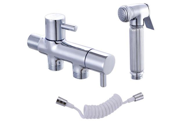 Double Outlet Connector Brass Angle Valve For Shattaf Toilet Washing Machine