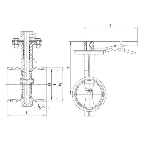 Ductile Iron Grooved Butterfly Valve , Card Slot Worm Gear Butterfly Valve