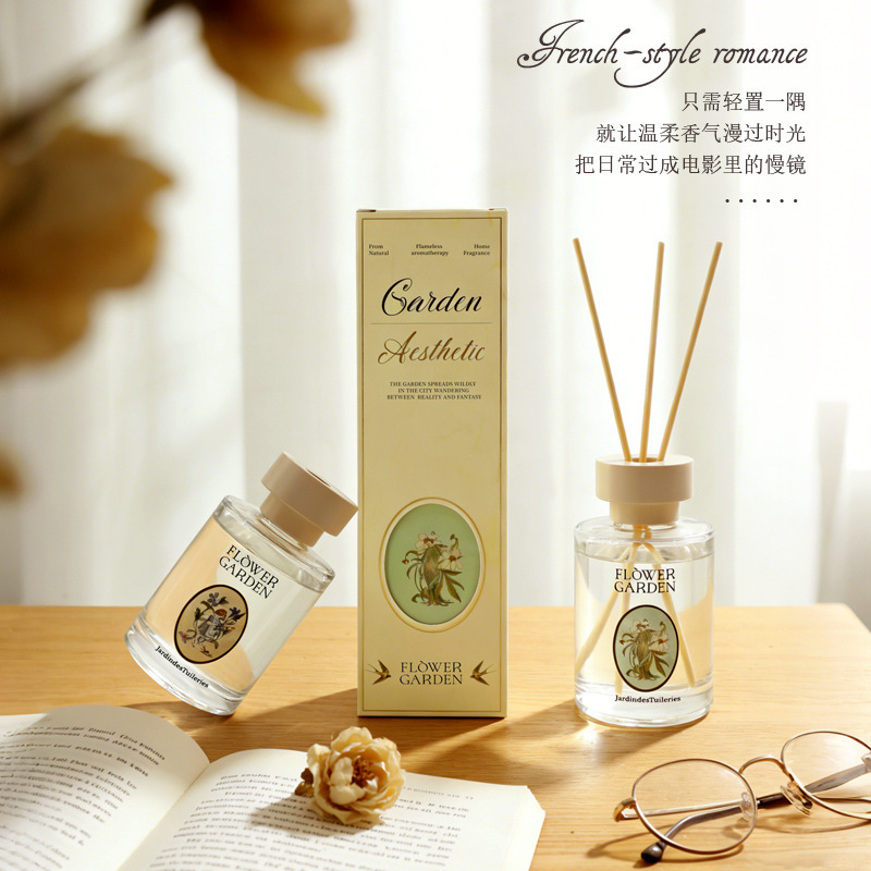 French Garden Reed Diffuser Gift Set Luxury Scented Oil for Bedroom Odor Eliminator for Bathroom Home Decor Aroma Kit