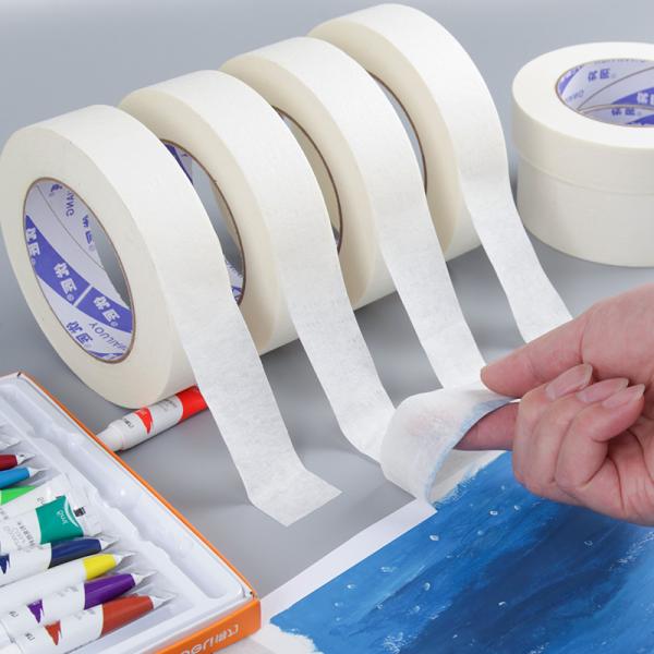 General Purpose No Residue White Natural Rubber Indoor Painting Easy Sticky Masking Paper Tape