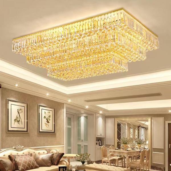JYLIGHTING Modern Luxury Golden LED Chandelier Custom Crystal Ceiling Light For Hotel Lobby Decorative Lighting Gold Crystal Pendant Light