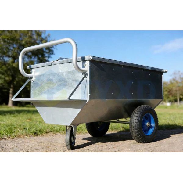 TYXD  Durable Galvanized Steel Horse Feed Storage Box, Large Capacity Horse Feed Cart