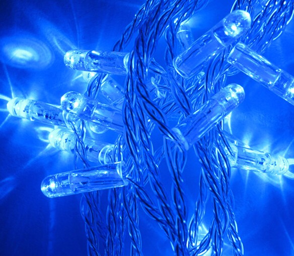 10м голубое свечение LED рождественские декоративные свечи + контроллер 100 лампочек