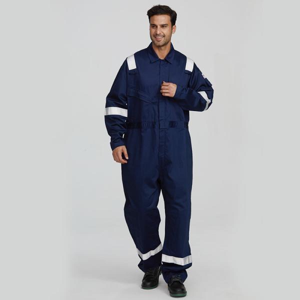 Lightweight Hi Vis Fire Retardant Coveralls Cotton Navy Blue Anti Safety Uniform Welder Fire Resistant Apparel