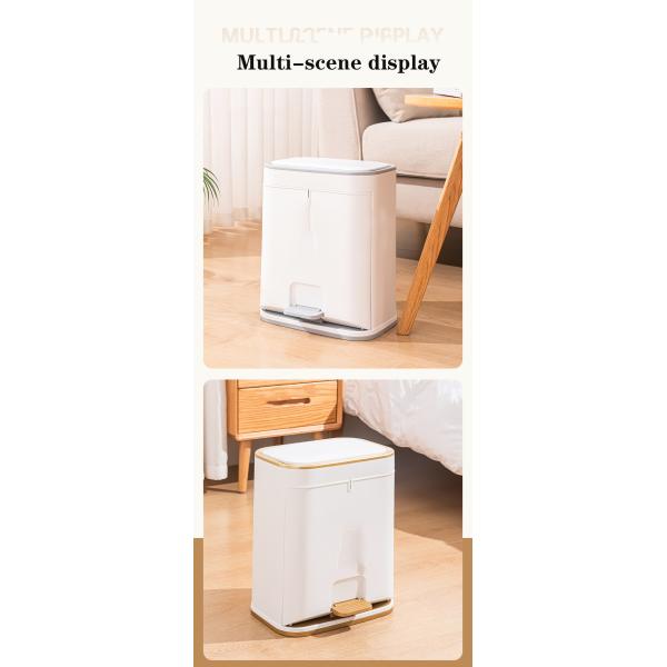 Household Press Pedal Double Open Kitchen Bedroom Indoor Plastic Trash Bin Recycling Bin Waste Bin