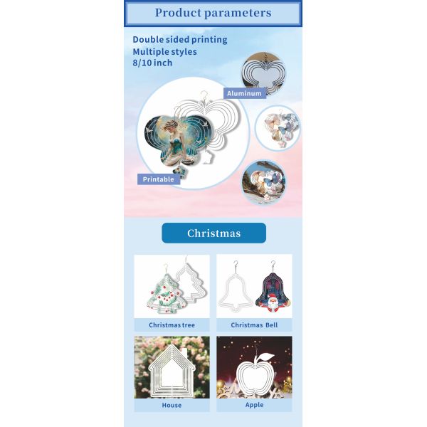 ZELOYAUT Wholesale Sublimation Blank Aluminium Sublimation butterfly Wind Spinners 3/8/10 Inch Metal Crafts Outdoor Ornaments