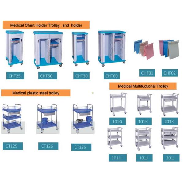 Three Shelves Plastic Steel Medical Trolley Hospital Mobile Clinic Instrument Cart