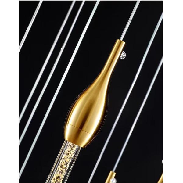 Goutte d'eau de pluie dorée à tête unique Petit lustre luxe de verre de cuivre à LED lampe suspendue Nordique simple lampe suspendue de chevet