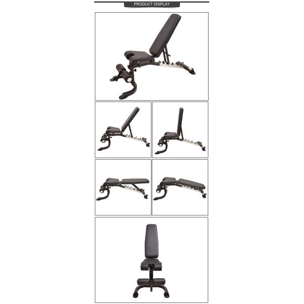 Adjustable Multifunction Commercial Bench in Dark Grey Assembled Size 1585*645*1230