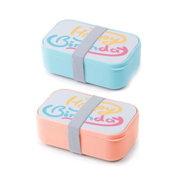 Large Capacity Custom Printed Eco-friendly Double-Layer Lunch Box with PP Lid and Cutlery Set 2000ml