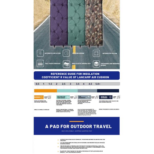 воздух пусковой площадки спать располагаясь лагерем кровати 192x60x5.0cm складной раздувной акриловый располагаясь лагерем