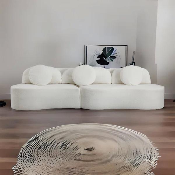 Customized Boucle Fabric Sofa White Fabric Couch Set Home Luxury