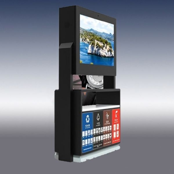 55 inch waterproof and lightning protection outdoor lcd screen with garbage bin