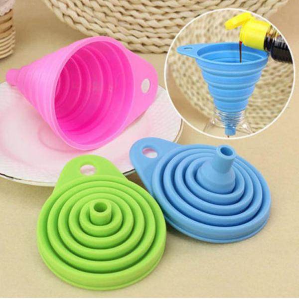 FDA Pantone Color Long Neck Food Grade Silicone Folding Funnel