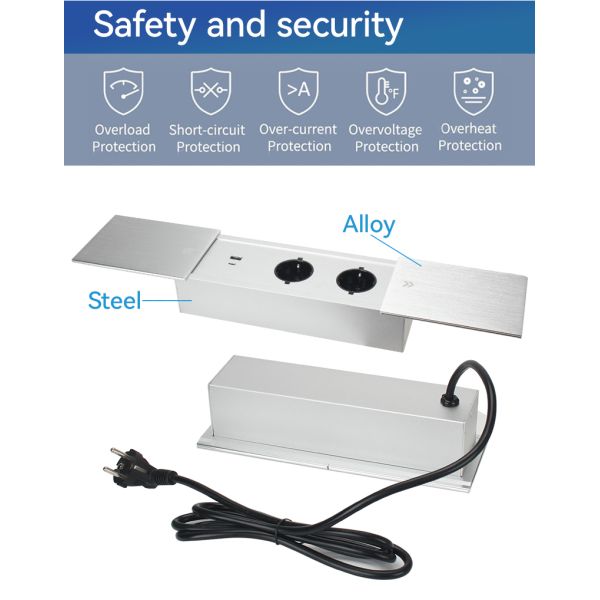 ODM Office Desk Sliding Socket Power Outlet With Usb Aluminium Alloy