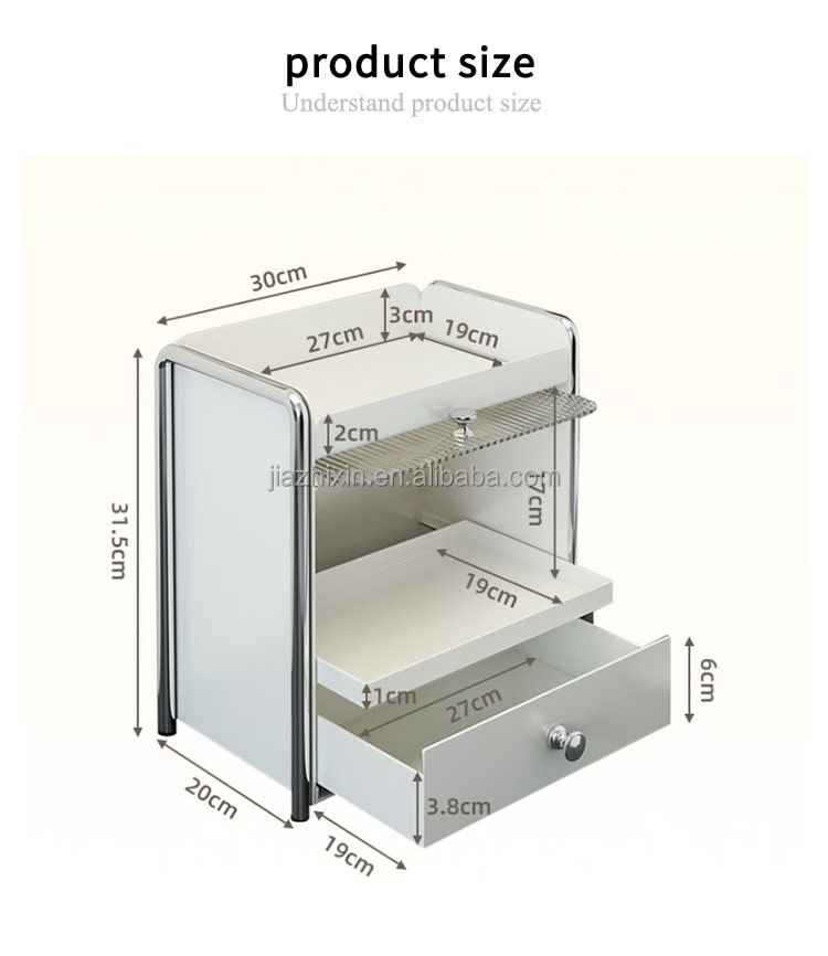 Pull-out 3 Tier Cosmetic Storage Box with Dust-proof Cabinet Door Kitchen Spice Jar Rack Coffee Capsule Drawer Desktop Organizer