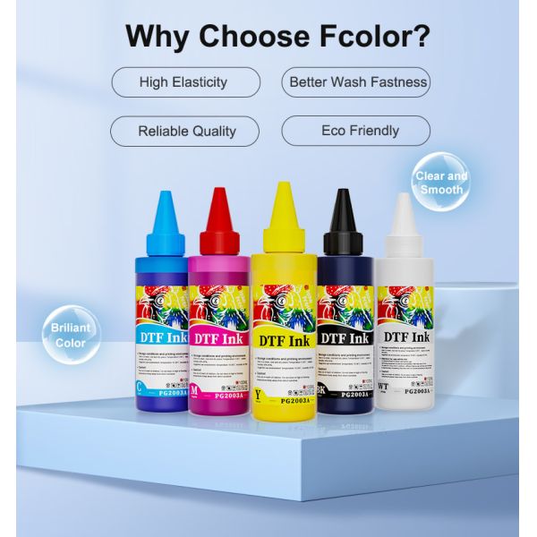 Fcolor 100ml Premium Stretch DTF Transfer Printing Ink for Epson 8550 L8050 Xp15000 Dtf Printer