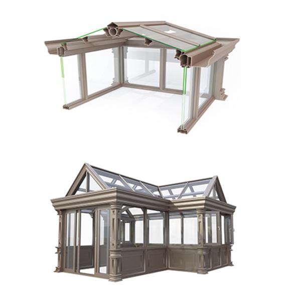 Herringbone Roof Tempered Glass Sunroom Aluminum Frame Windproof Heat Preservation Metal Frame Sunroom Ventilation Design