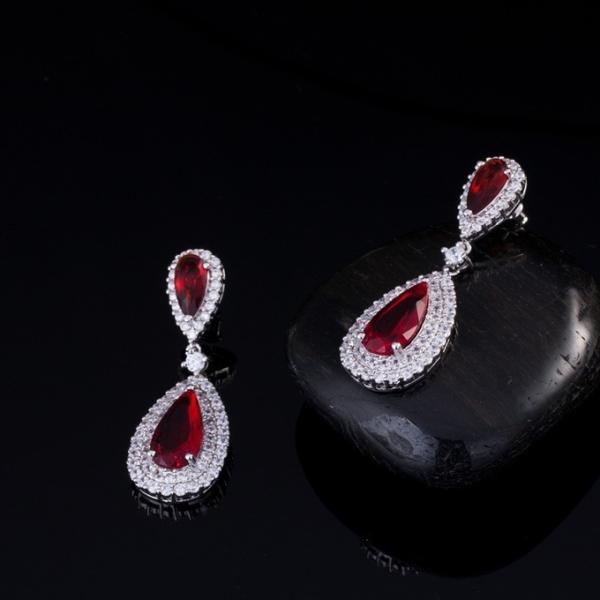 Fashion earring jewelry CZ crystal water drop gold plated tear drop bridal jewelry earrings necklace jewelry set