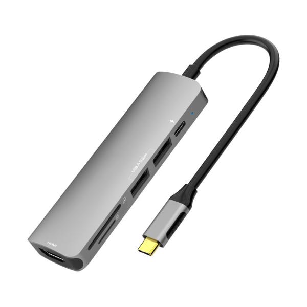 REACH Approval 6 In 1 Hub USB C To 4K HDMI Video Extender Adapter