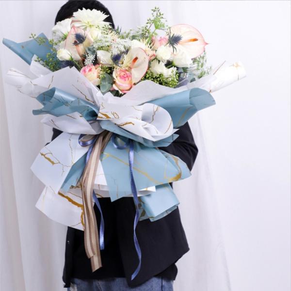 Waterproof Hansunosa Golden Marble Bouquet Packing Paper for Fresh Flowers Florist Wrapping Shipping Time 30-45Days
