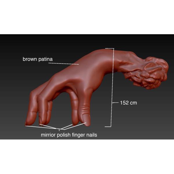 Patina Knuckle hand bronze sculpture for American art studios ,China bronze sculpture supplier