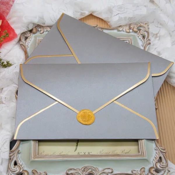 Custom Logo Print Classic Envelope With Thank You / Weeding Card / Gift /Business Card With Stamp