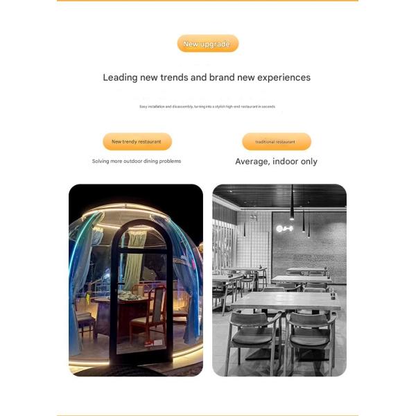 Transparent PC Dome Spherical Dining Room in Steel Structure Bubble House for Star Gazin