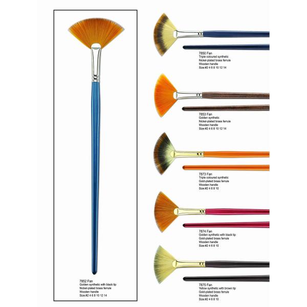 Customized Color Artist Fan Brush , School Thick Flat Paint Brushes Nickel - Plated