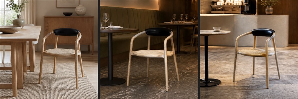 Cane Seat Curved Wood Dining Armchair CYC-067