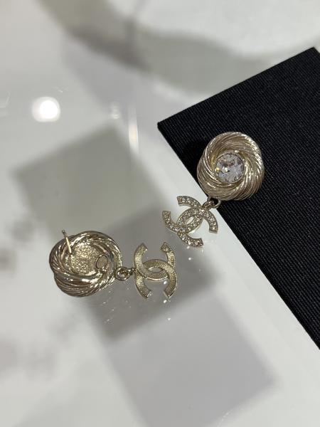 High Durability Luxury Crystal Earrings Double C Pendant Earrings With Pearls
