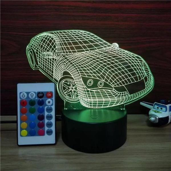 Indoor Acrylic 3D LED Smart Car  Night  Light for Gift ,Car shape Decoration LED Light in many colors