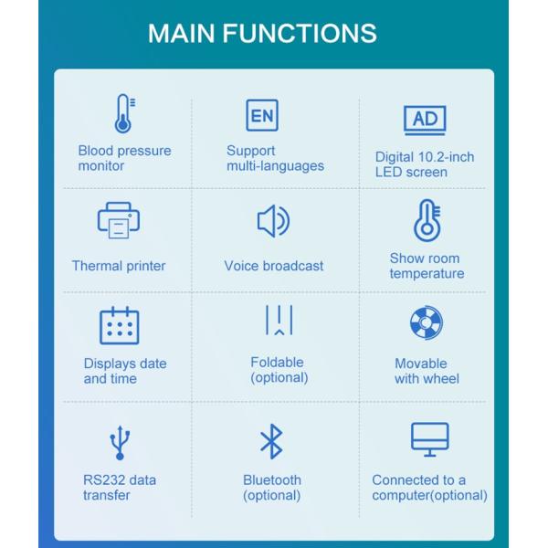 Дисплей кровяного давления 299mmHg высоты и веса Pharmarcy приведенный 10.2inch