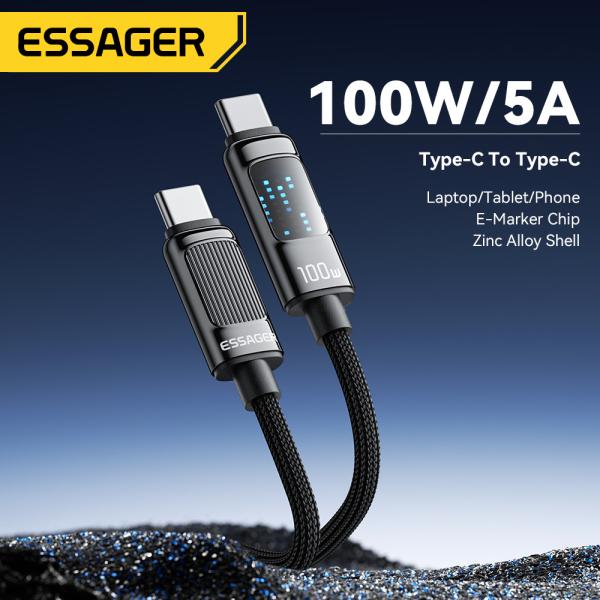 100W 5A Type C To Type C USB Charging Cable LED ESSAGER ES-X58