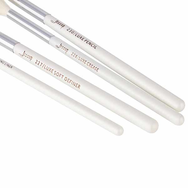 Jessup 6pcs Travel Makeup Brushes White Wood Handle