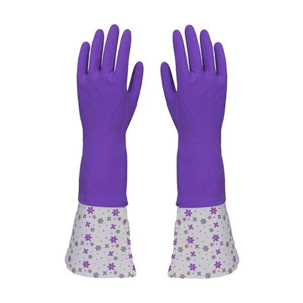 Extra Long Sleeve Rubber Gloves With Beautiful Patterns  For Houseohld Cleaning