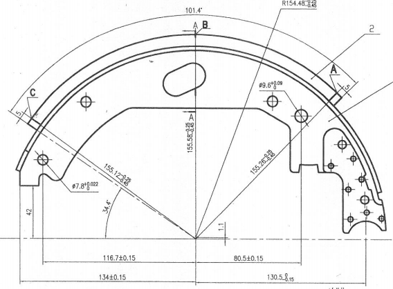 Тормозная колода трейлера дюйма 12.25*4