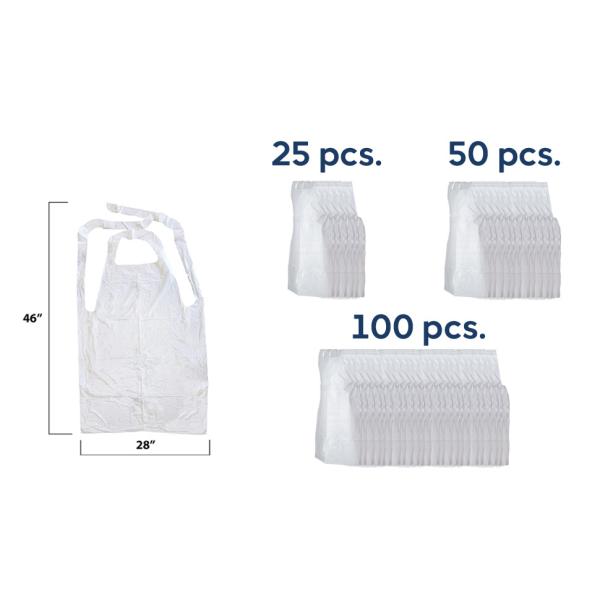 Products Disposable Heavy Weight Plastic/Poly Apron 46 inches x 28 inches - 2 Mil - For Cooking and Arts n' Crafts