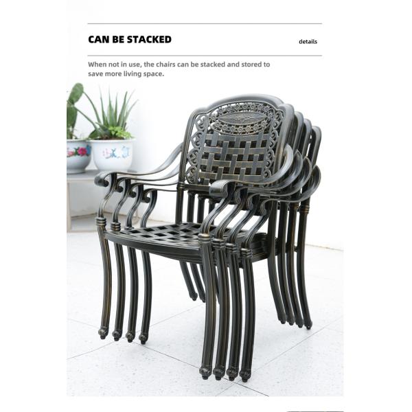 Garden Terrace Balcony Cast Aluminium BBQ Grill Rectangular Table and Chair Set 1.5M