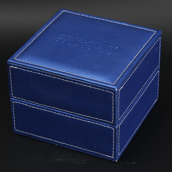 Голубая кожаная деревянная шкатулка для драгоценностей дозора, коробка случая дозора дам элегантного стиля