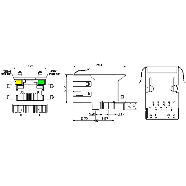 Belfuse Jack SI-50158-F Magnetic Jack Rj45 10/100BASE-T Lan Port