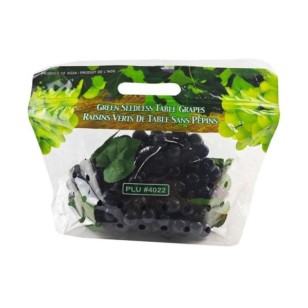 High Clarity Micro Perforated Bag Custom Printed Vented Produce Pouch With Handle