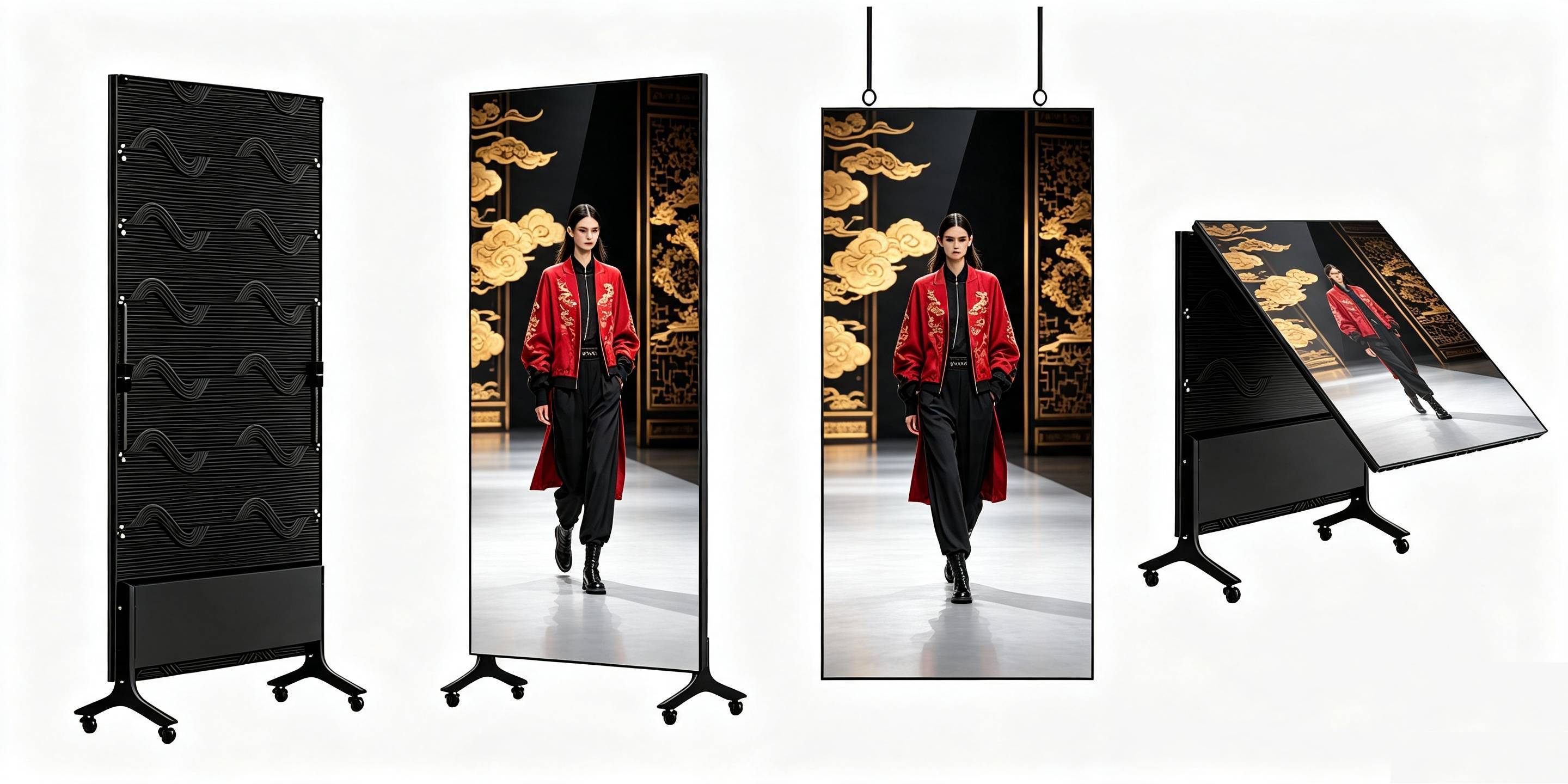 P2.976 LED Poster Display with 800nit High Brightness and 33mm Ultra-Slim Cabinet on Locking Castor Wheels
